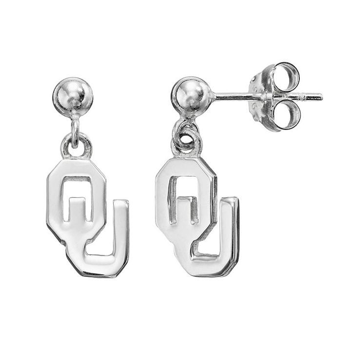 Dayna U Oklahoma Sooners Sterling Silver Drop Earrings, Women's, Grey