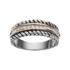 Sterling Silver & 14k Gold Cubic Zirconia Braided Ring, Women's, Size: 7, White