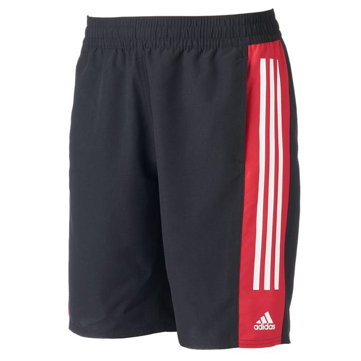 Men's Adidas Colorblock Microfiber Volley Swim Trunks, Size: Xl, Red