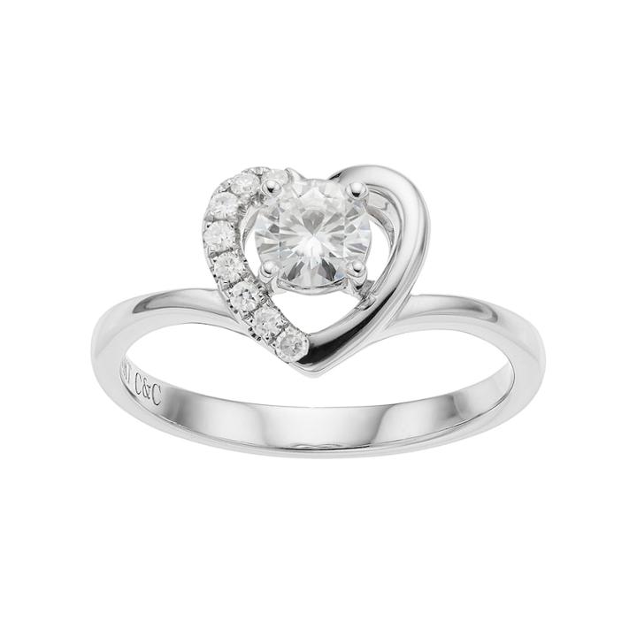 Forever Brilliant 14k White Gold 5/8 Carat T.w. Lab-created Moissanite Heart Engagement Ring, Women's, Size: 7