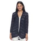Women's Croft & Barrow&reg; Chevron-stitch Open Front Cardigan, Size: Medium, Blue