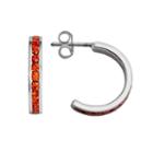 Traditions Sterling Silver Swarovski Crystal Semi-hoop Earrings, Women's, Orange