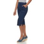 Petite Croft & Barrow&reg; Crochet Hem Pull-on Capris, Women's, Size: 6 Petite, Dark Blue