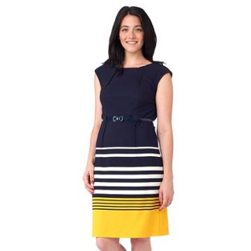 Women's Ile New York Striped Sheath Dress, Size: 14, Yellow