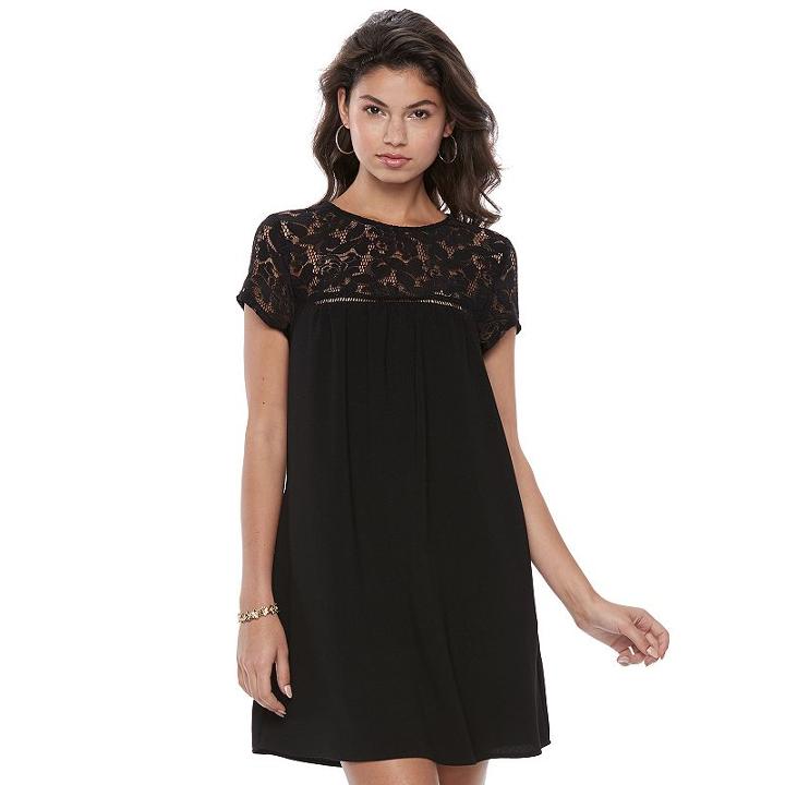 Juniors' Speechless Illusion Lace Yoke Shift Dress, Teens, Size: Xs, Oxford