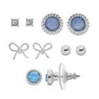 Lc Lauren Conrad Bow & Round Nickel Free Stud Earring Set, Women's, Blue