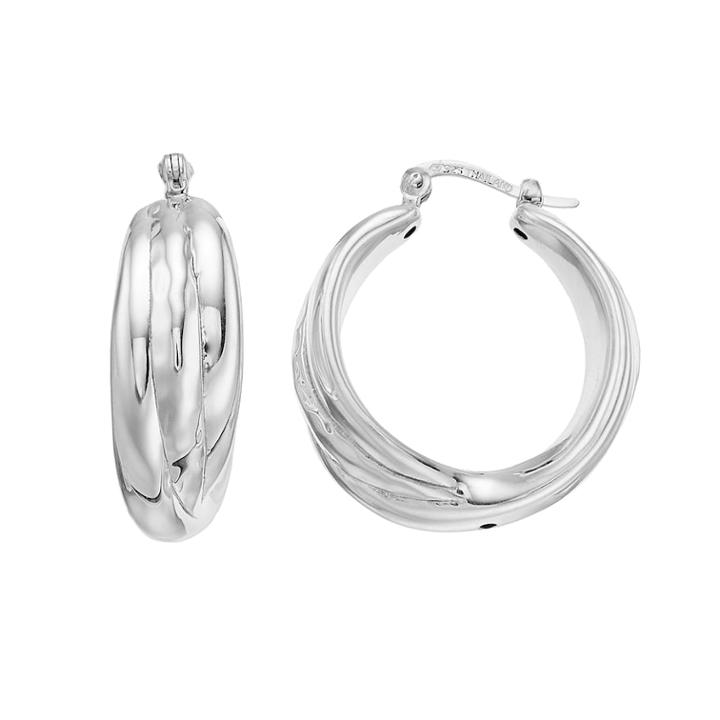 Sterling Silver Wavy Crisscross Hoop Earrings, Women's