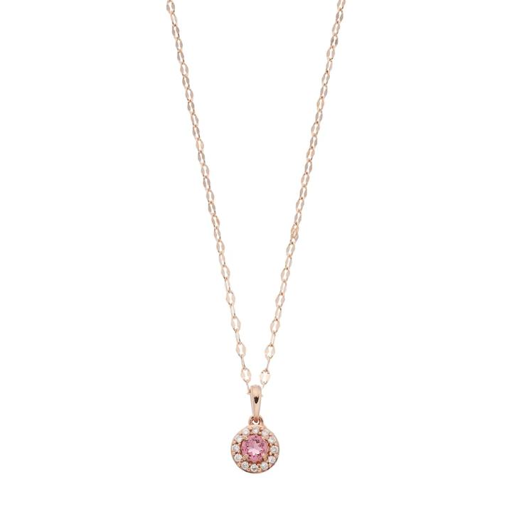 Lc Lauren Conrad 10k Rose Gold Pink Tourmaline & Diamond Accent Halo Pendant Necklace, Women's, Size: 18