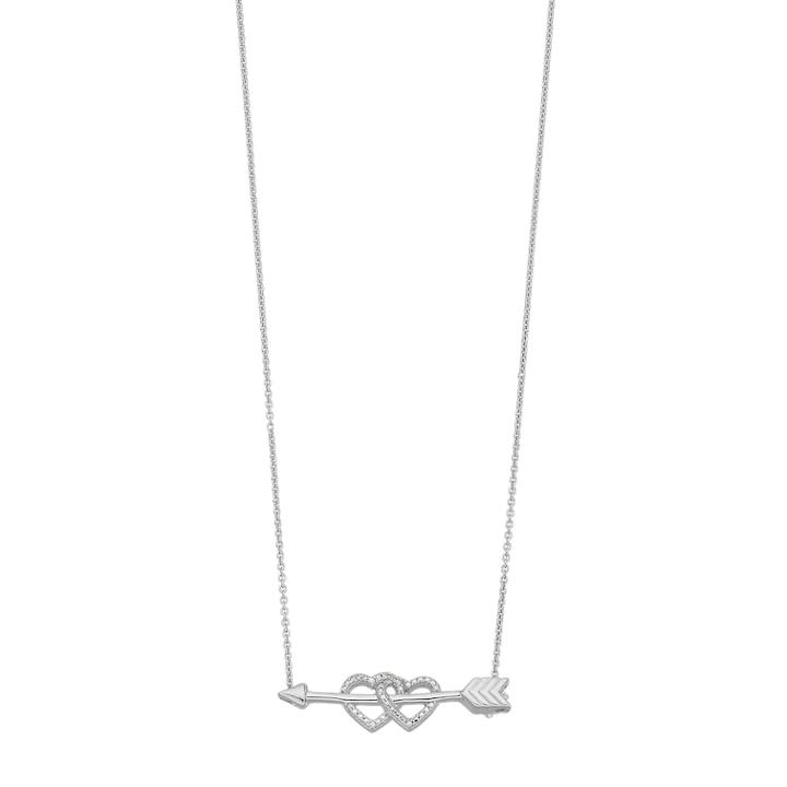 Sterling Silver Diamond Accent Double Heart & Arrow Pendant, Women's, Size: 18, White