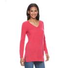 Women's Apt. 9&reg; V-neck Cashmere Sweater, Size: Xl, Med Pink