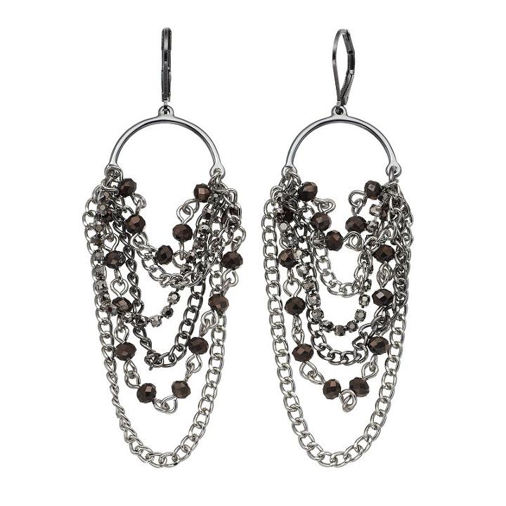 Simply Vera Vera Wang Nickel Free Two Tone Beaded Chain Waterfall Earrings, Women's, Multicolor