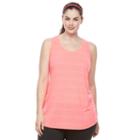 Plus Size Tek Gear&reg; Stripe Racerback Tank, Women's, Size: 1xl, Brt Pink