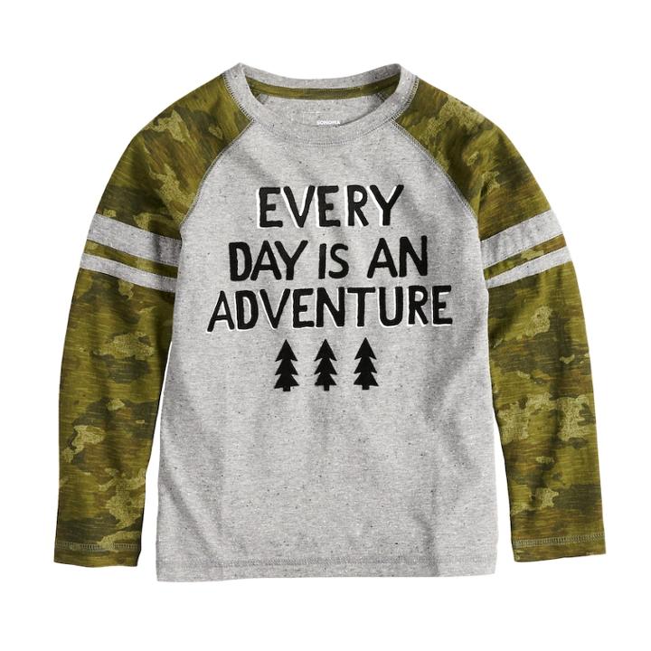 Boys 4-12 Sonoma Goods For Life&trade; Raglan Graphic Tee, Size: 7, Med Grey