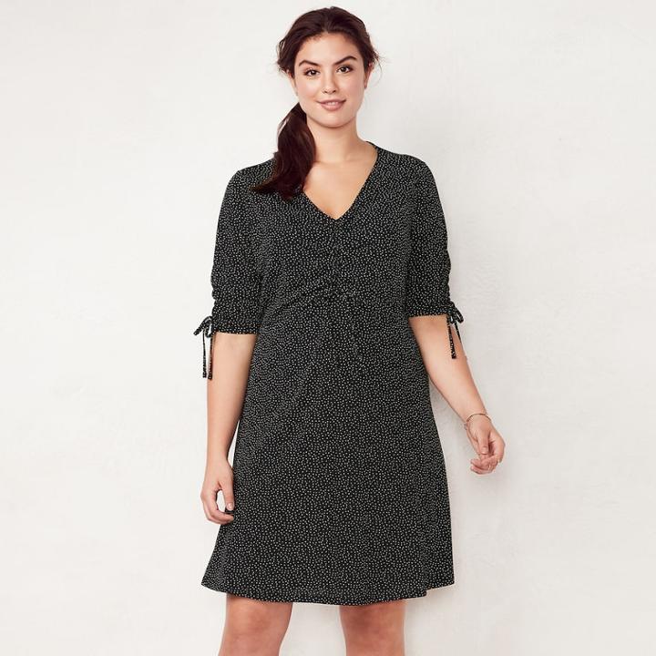 Plus Size Lc Lauren Conrad Print Fit & Flare Dress, Women's, Size: 3xl, Black