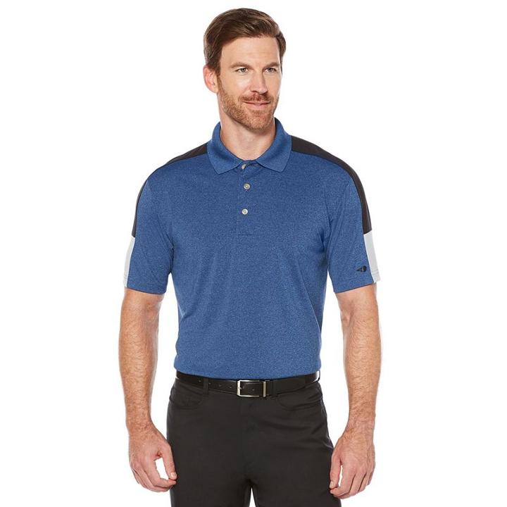 Men's Grand Slam Regular-fit Heathered Driflow Performance Golf Polo, Size: Xxl, Light Blue