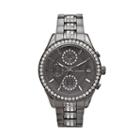 Jennifer Lopez Women's Crystal Stainless Steel Chronograph Watch, Size: Medium, Dark Grey