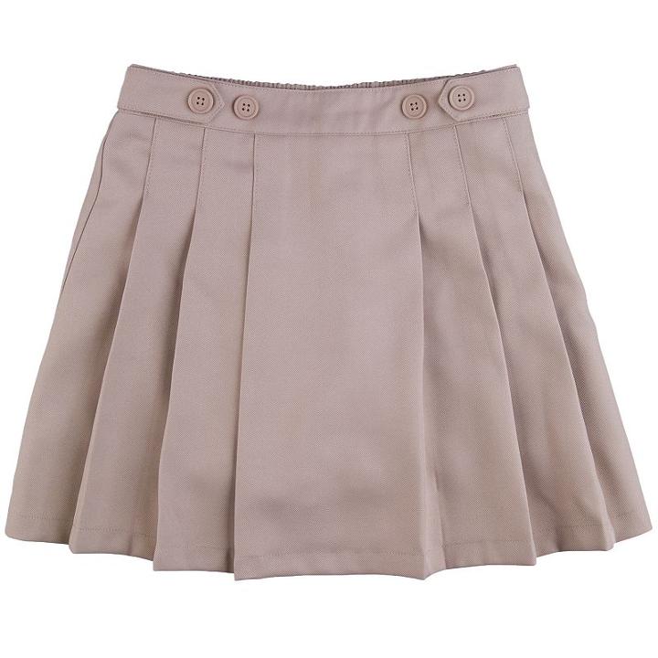 Girls 4-16 & Plus Chaps Pleated School Uniform Button-accent Skort, Girl's, Size: 4, Med Beige