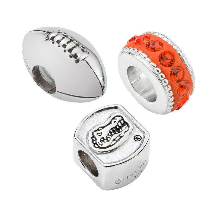 Logoart Florida Gators Sterling Silver Crystal Bead Set, Women's, Orange