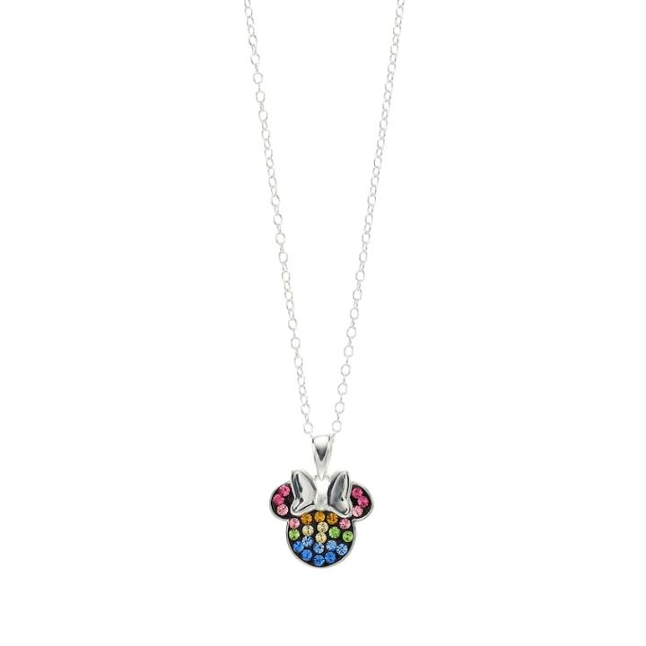 Disney Minnie Mouse Sterling Silver Rainbow Crystal Necklace, Women's, Size: 16, Blue