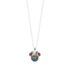 Disney Minnie Mouse Sterling Silver Rainbow Crystal Necklace, Women's, Size: 16, Blue