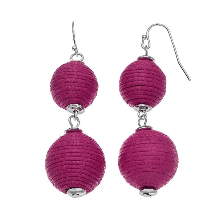 Thread Wrapped Nickel Free Crispin Drop Earrings, Women's, Red