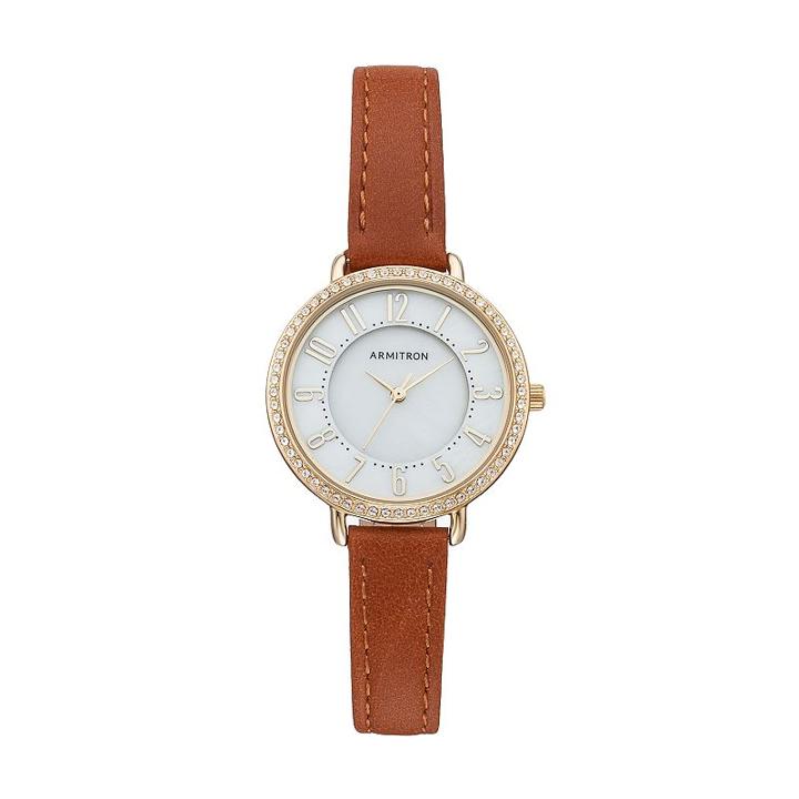 Armitron Women's Crystal Leather Watch - 75/5403mpgpbn, Brown