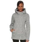 Women's Sebby Collection Hooded Marled Fleece Jacket, Size: Large, Light Grey