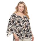 Plus Size Dana Buchman Kimono Sleeve Top, Women's, Size: 3xl, Beig/green (beig/khaki)