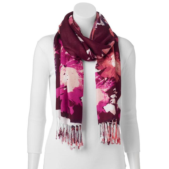 Apt. 9&reg; Artistic Floral Oblong Scarf, Women's, Dark Grey