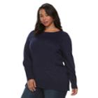 Plus Size Apt. 9&reg; Lurex Crewneck Sweater, Women's, Size: 3xl, Dark Blue