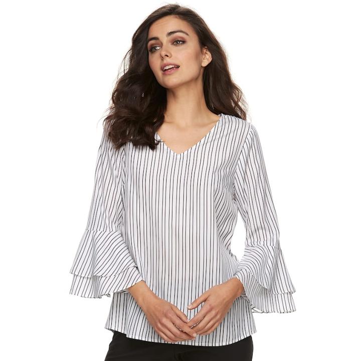 Women's Apt. 9&reg; Tiered Bell Sleeve Top, Size: Xxl, White