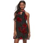 Juniors' Lily Rose Floral Choker Neck Halter Dress, Teens, Size: Medium, Med Red