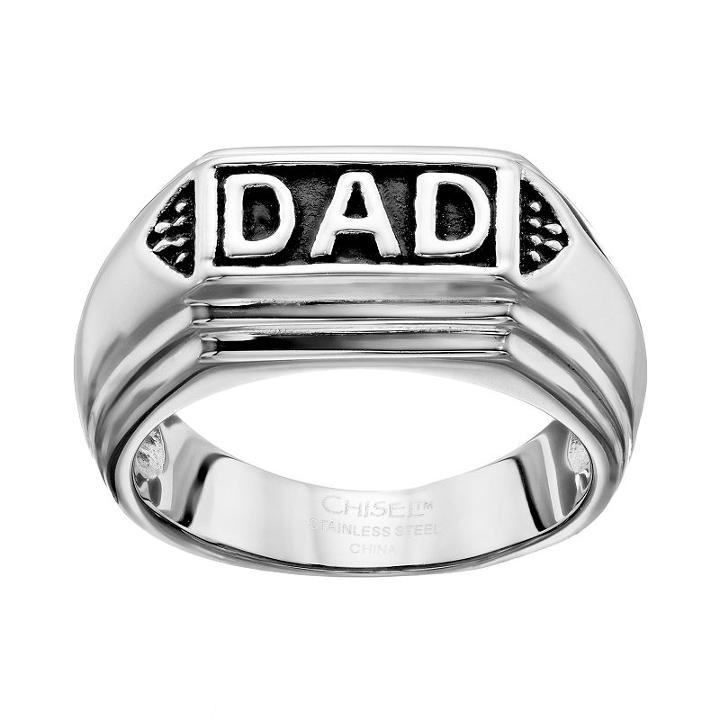 Stainless Steel  Dad Ring - Men, Size: 9, Grey