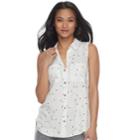 Women's Rock & Republic&reg; Split-back Shirt, Size: Large, White