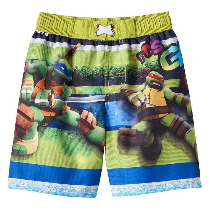 Boys 4-7 Teenage Mutant Ninja Turtles Michaelangelo & Leonardo It's Go Time Boardshort Swim Trunks, Boy's, Size: 7, Yellow Oth