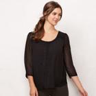 Women's Lc Lauren Conrad Swiss Dot Pintuck Top, Size: Large, Black