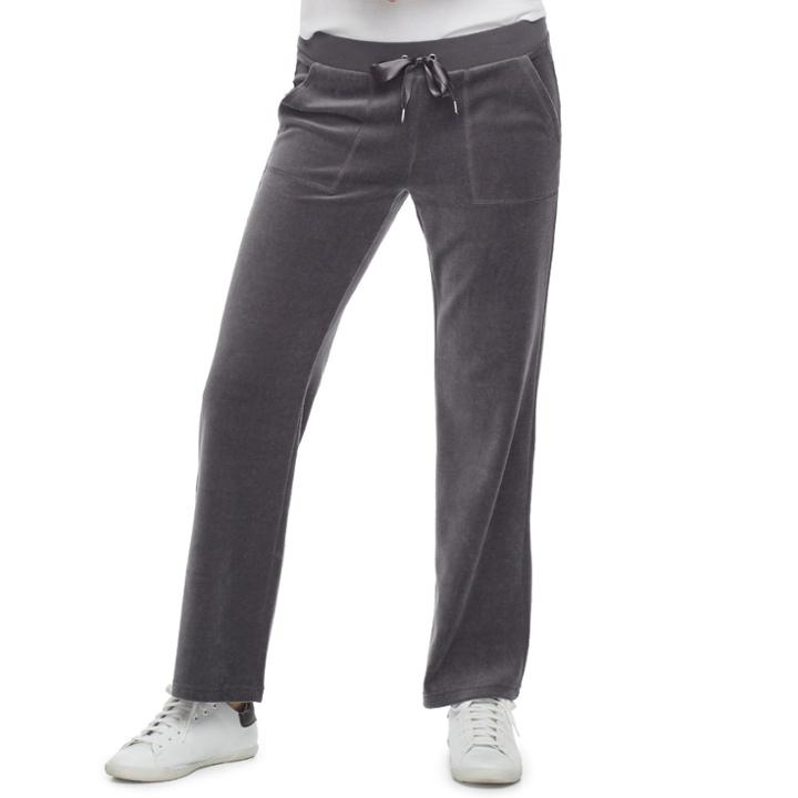 Women's Juicy Couture Bootcut Velour Pants, Size: Medium, Grey (charcoal)