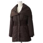 Excelled Smocked Hooded Coat, Women's, Size: Medium, Brown
