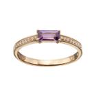 14k Gold Over Silver Amethyst & White Sapphire Stack Ring, Women's, Size: 6, Purple