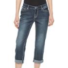 Women's Apt.9&reg; Embroidered Capri Jeans, Size: 16, Med Blue