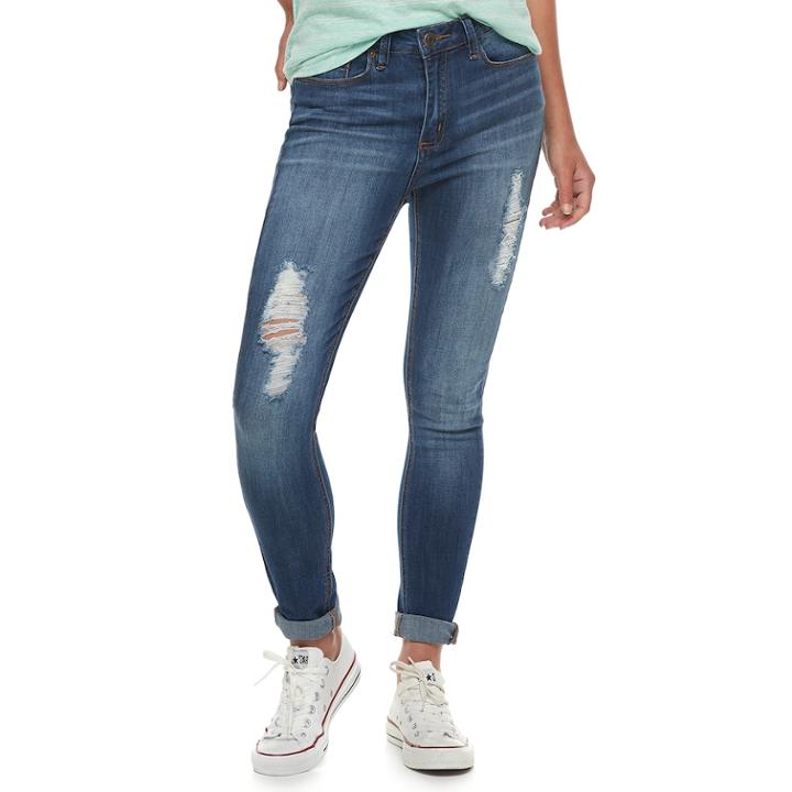 Juniors' Mudd&reg; Mid-rise Ankle Jeggings, Teens, Size: 11, Dark Blue