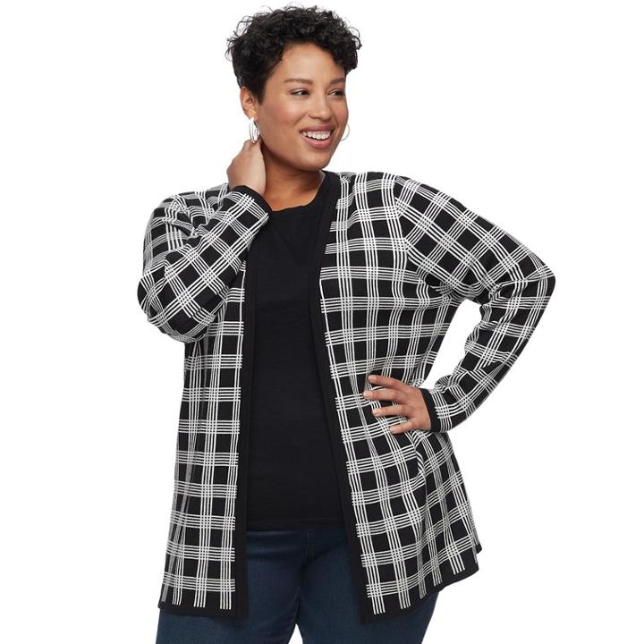 Plus Size Croft & Barrow&reg; Geometric Extra Cozy Cardigan, Women's, Size: 2xl, Oxford