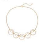 Textured Circle Link Statement Necklace, Women's, Gold