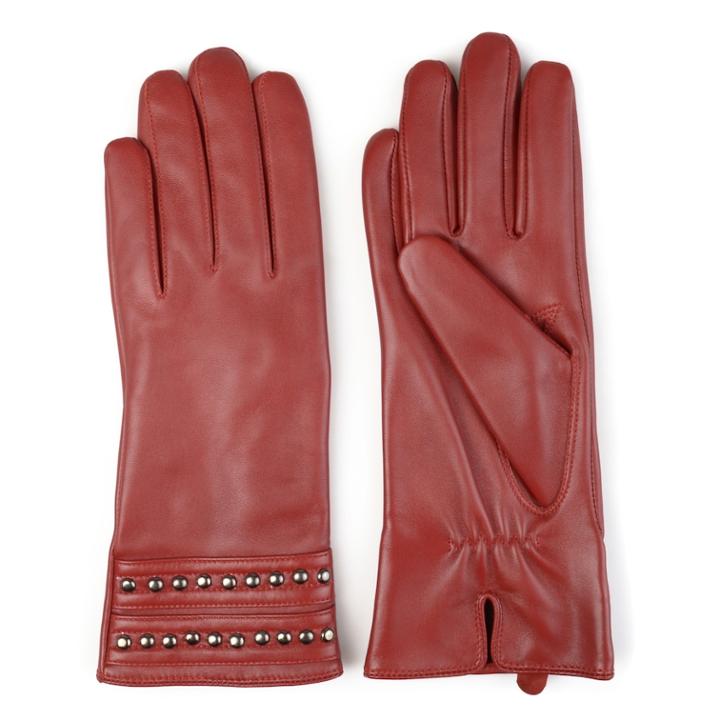 Women's Journee Collection Studded Leather Gloves, Size: Large, Red