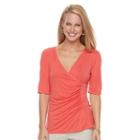 Women's Dana Buchman Printed Surplice Top, Size: Large, Lt Orange