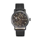 Relic Men's Bryson Leather Automatic Skeleton Watch, Size: Large, Black