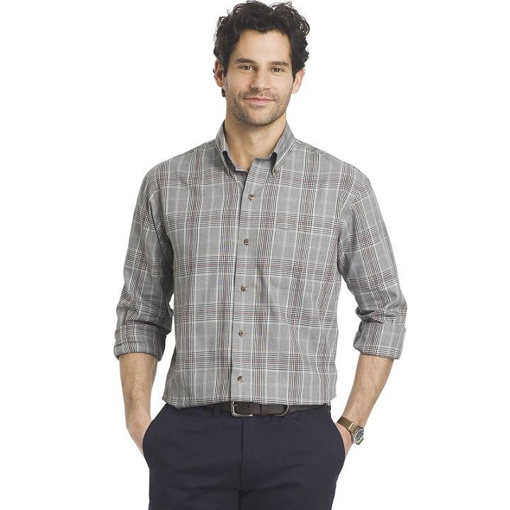 Big & Tall Arrow Classic-fit Plaid Button-down Shirt, Men's, Size: L Tall, Silver