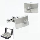 Croft & Barrow&reg; Brushed Polished Rhodium Rectangle Cuff Links - Men, Silver