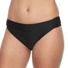 Women's Aqua Couture Solid Hipster Bikini Bottoms, Size: Medium, Black