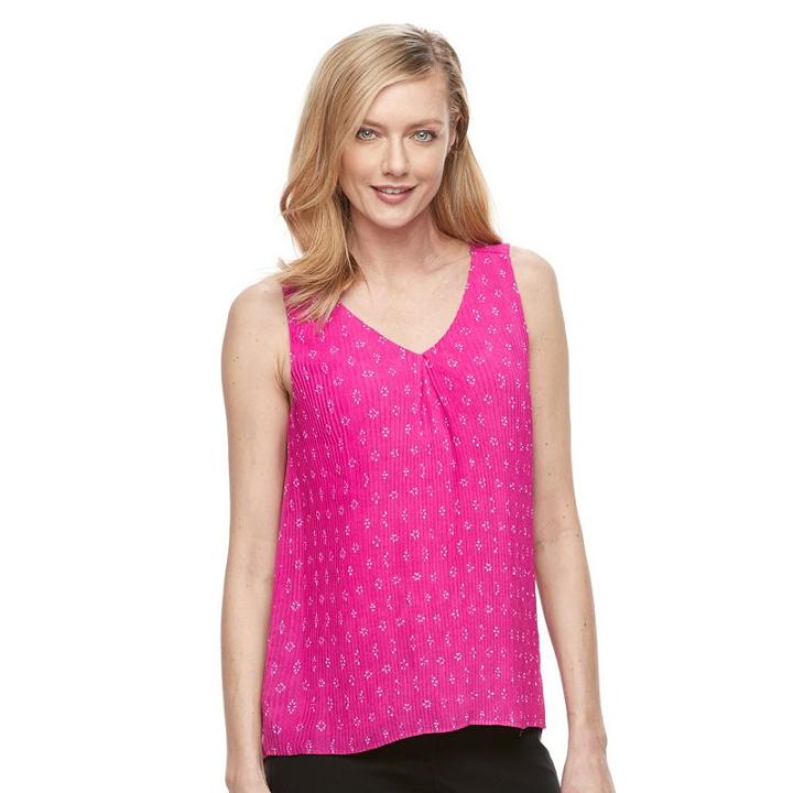 Women's Dana Buchman Accordion-pleat Tank, Size: Xl, Dark Pink